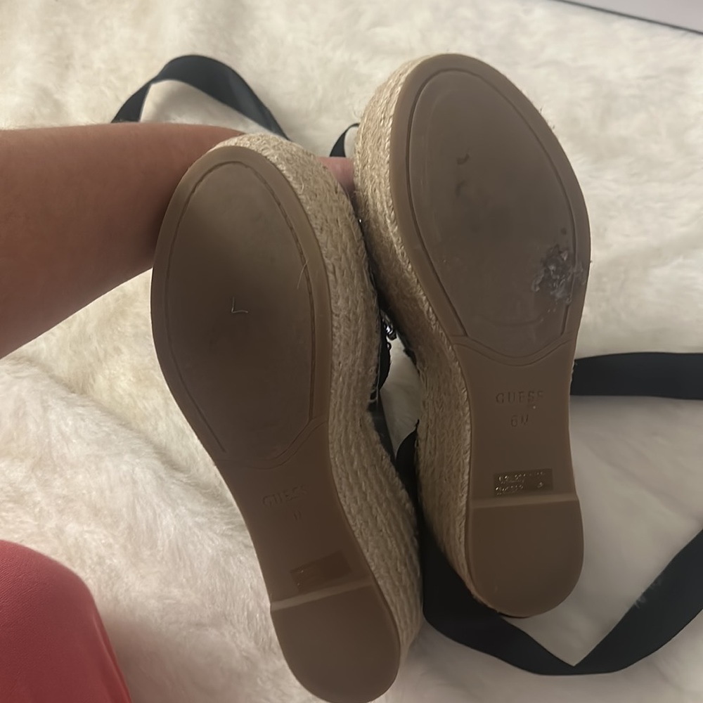GUESS jeweled tie up espadrilles size 6 with box! Worn once !!! - Picture 3 of 5
